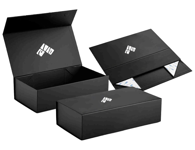 Black High-End Quality Logo Embossing Cardboard Rigid Box With Lid Off